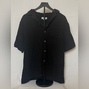 Cotton On Men’s Knit Casual Button Down Shirt Black